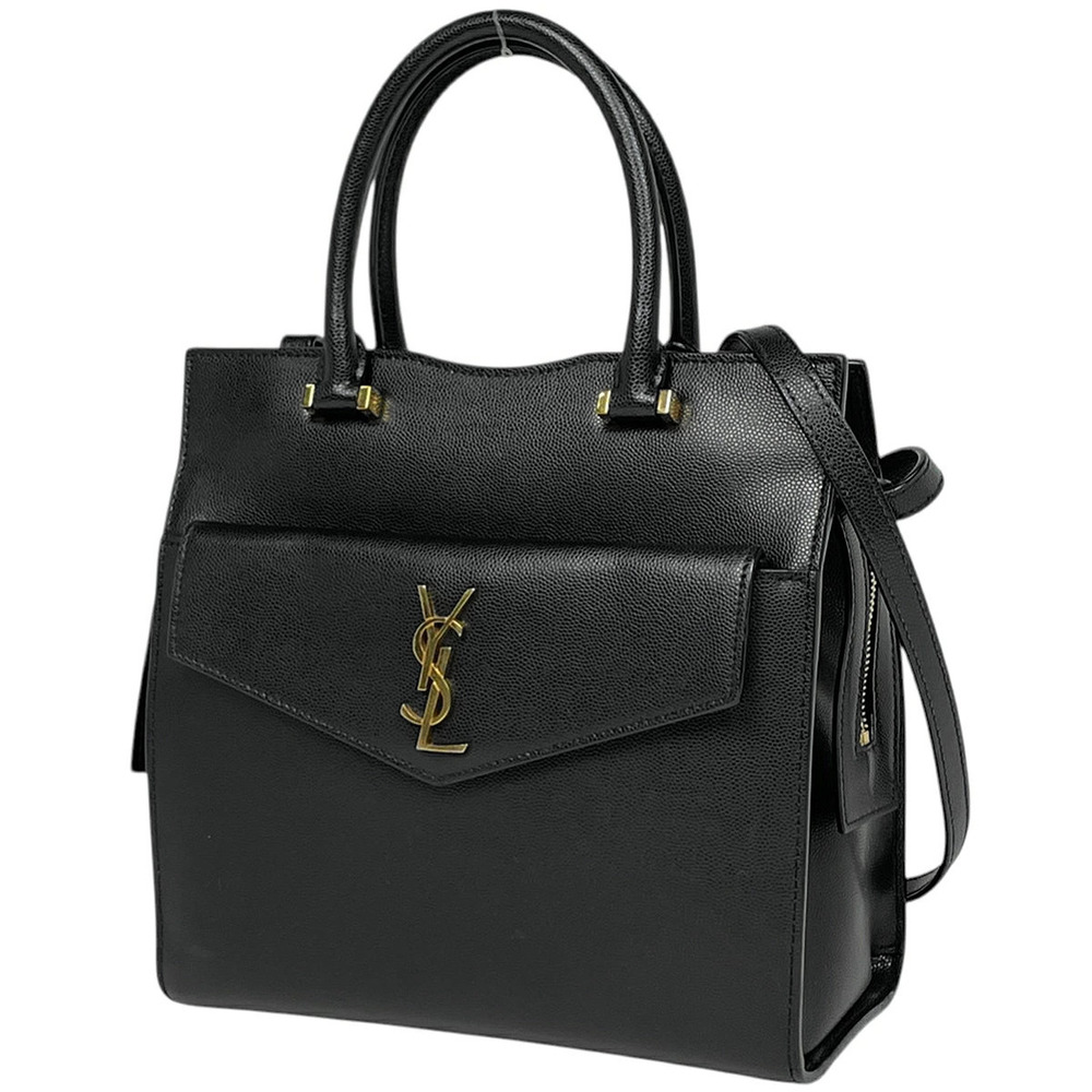 Saint Laurent Paris Uptown 2way Shoulder Bag YSL Leather Black